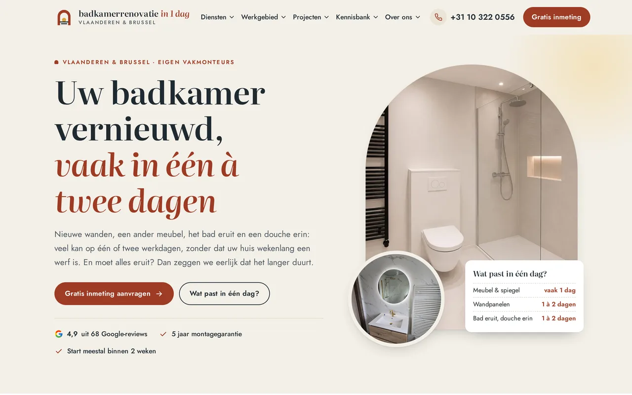 Badkamerrenovatie in 1 dag