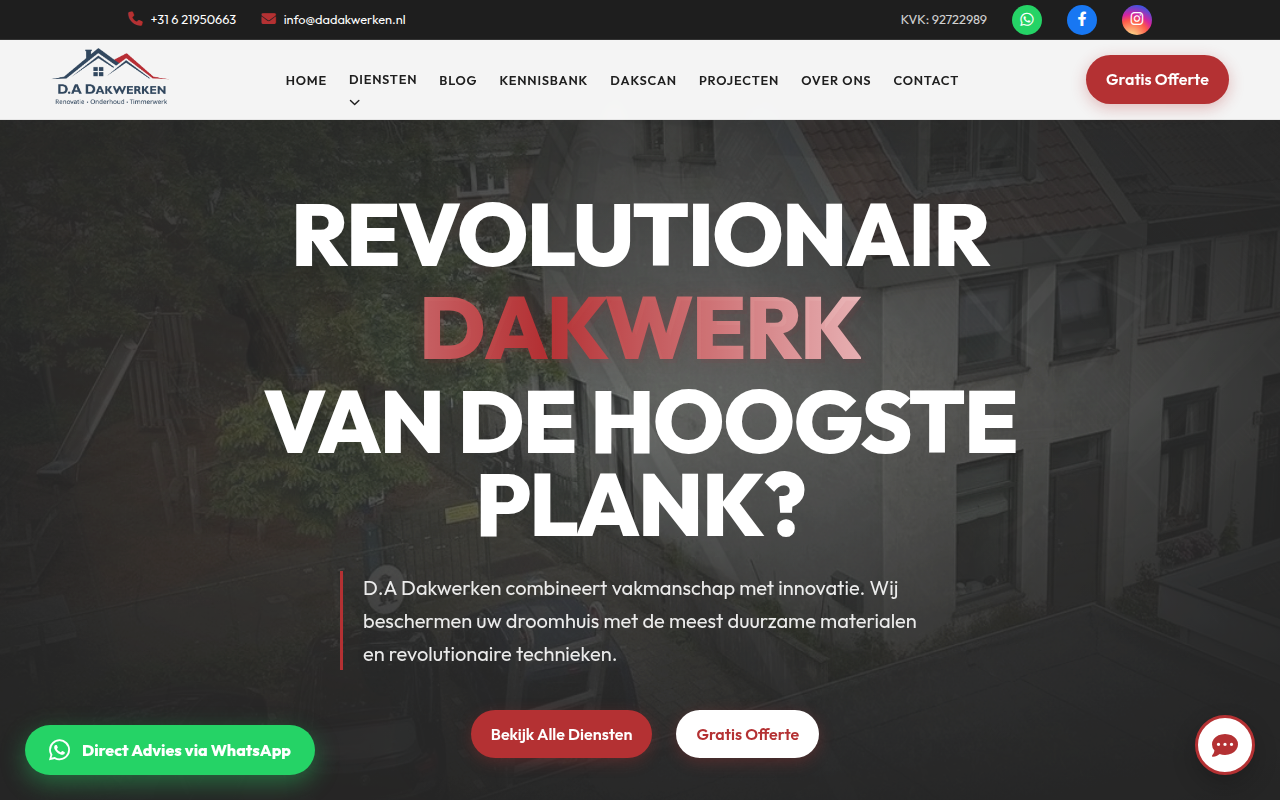 D.A Dakwerken — website gebouwd door Layg